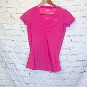 Under Armour Heat Gear Pink Short Sleeve Top Size Medium Excellent Condition